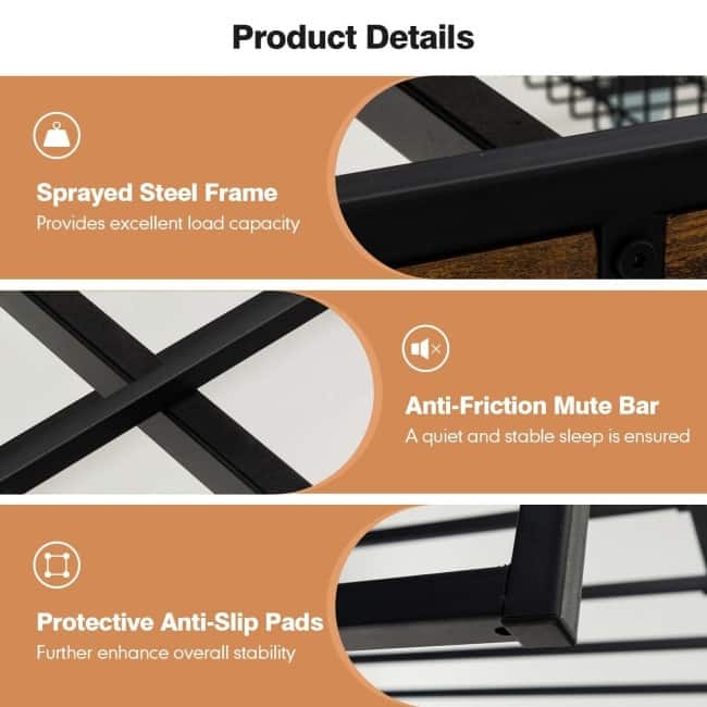 Metal Bed Frame with 4 Drawers