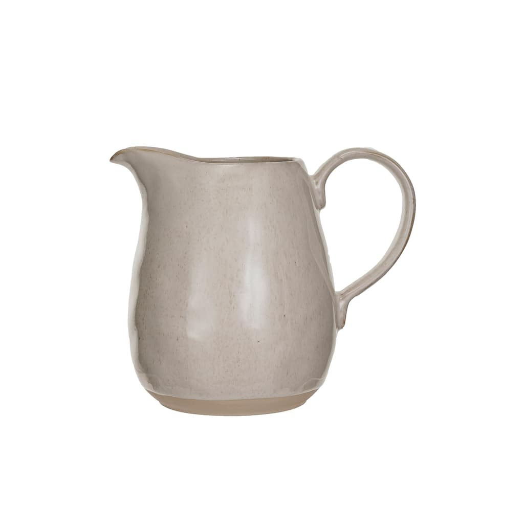 Stoneware Pitcher with Reactive Glaze and Speckles - 8.6"L x 5.8"W x 7.3"H - Cream - 8.6"L x 5.8"W x 7.3"H