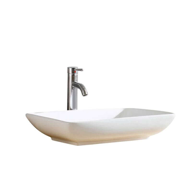 Fine Fixtures Vitreous-China White Vessel Sink (Space-Saving Design)
