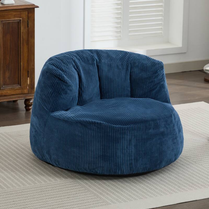 Corduroy Bean Bag Chair with Wide Backrest