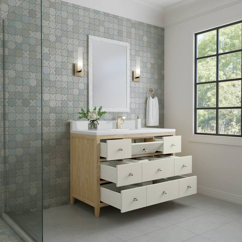 James Martin Vanities Celeste 48" Single Vanity, Sunwashed Oak with Embossed Shagreen