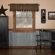 preview thumbnail 2 of 9, Primitive Kitchen Curtains VHC Star Valance Rod Pocket Cotton Star Appliqued Raven/Khaki - 16x72
