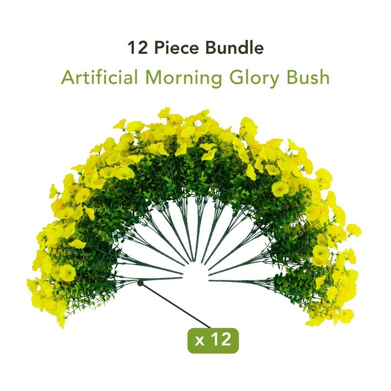 14-in UV Resistant Artificial Morning Glory Bush - Set of 12