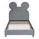preview thumbnail 27 of 30, Velvet Upholstered Bear Ear Platform Bed, Eye-catching Design, Sturdy Frame
