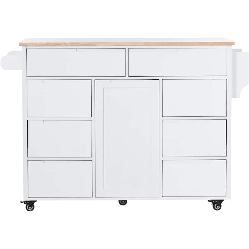 8 Drawer Rubber Wood Kitchen Island