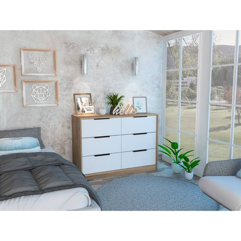 Modern Rustic White and Natural Dresser - White