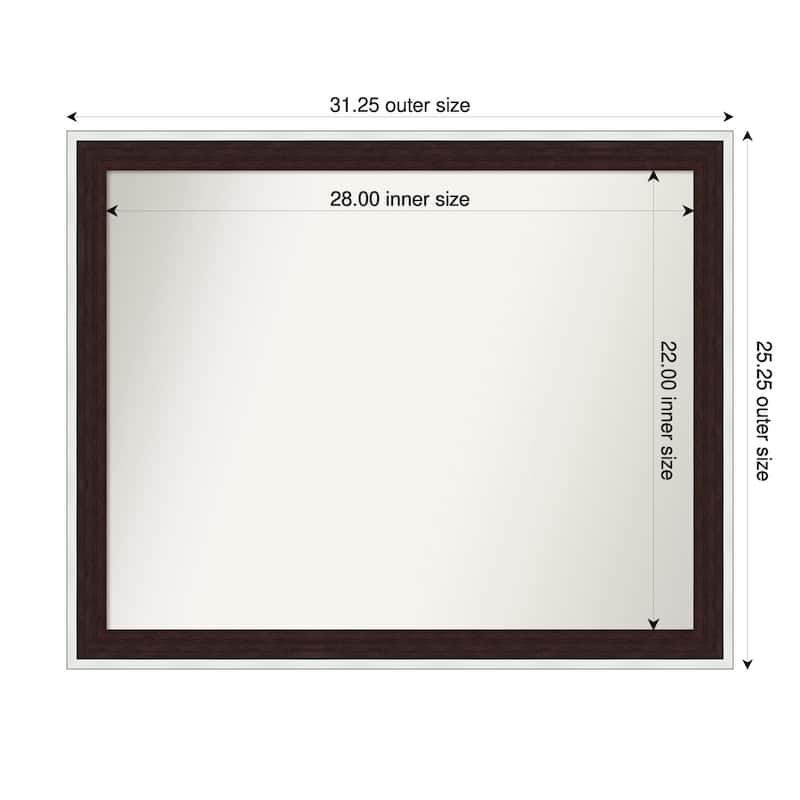 Maya Non-Beveled Framed Bathroom Vanity Wall Mirror - 31 x 25 in - Maya Espresso Silver
