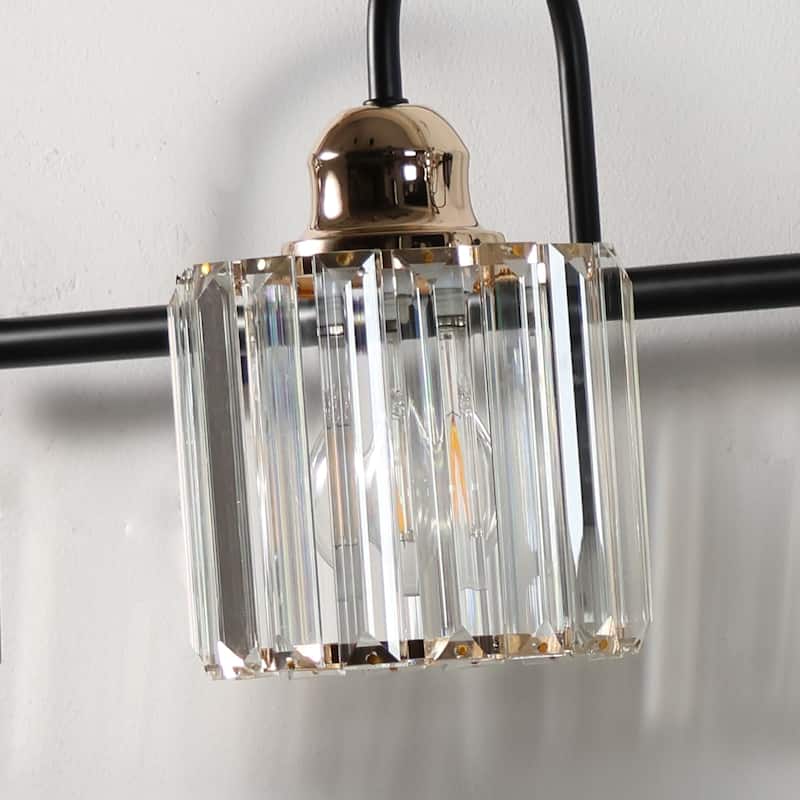 ExBrite Modern Rose Gold Dimmable Bathroom Crystal Vanity Lights