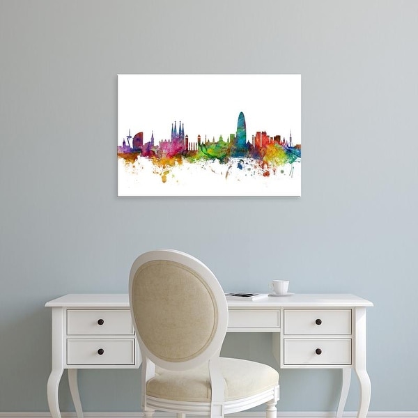 Easy Art Prints Michael Tompsett's 'Barcelona Spain Skyline' Premium Canvas Art
