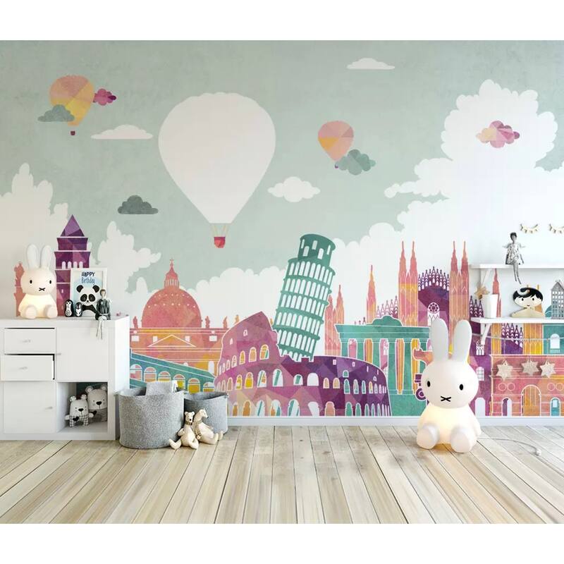 GK Wall Design Historical Places and Hot Air Balloons Kids Wallpaper