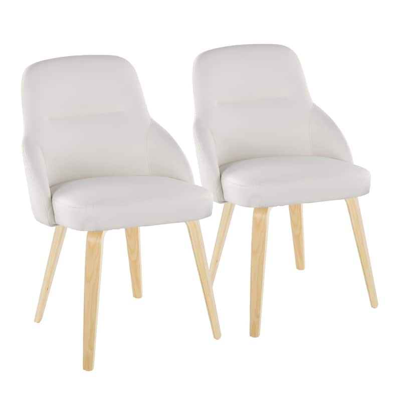 York Upholstered Contemporary Chair in Natural Wood - Set of 2