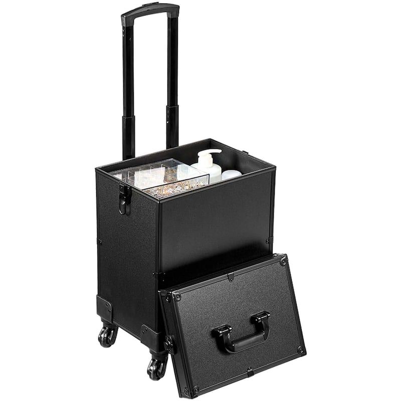 Makeup Train Case Aluminum Cosmetic Case for Women and Girls - 13.9x10x29.3''