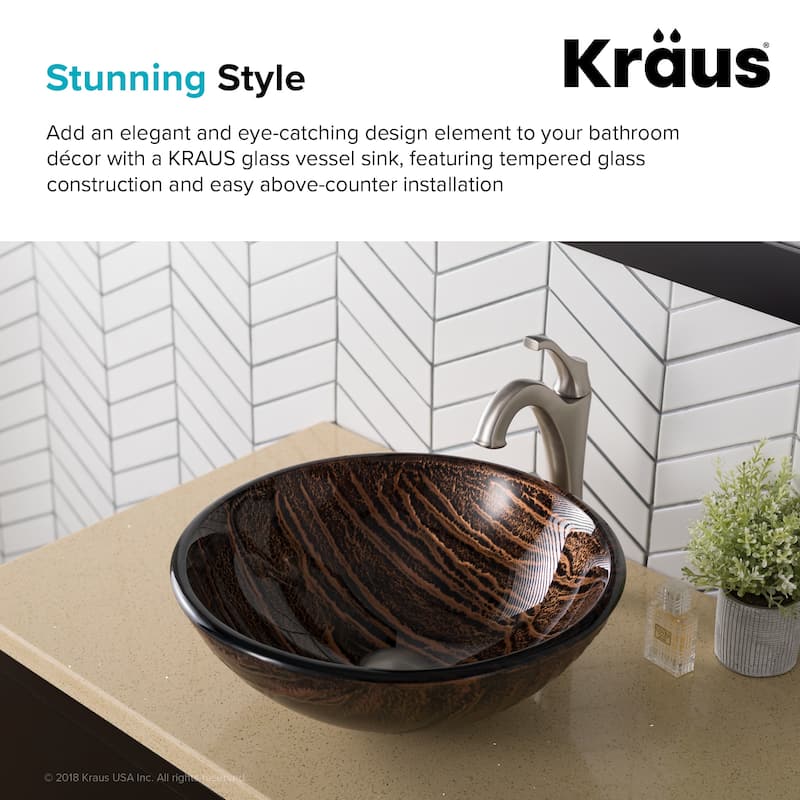 Kraus 17" Gaia Glass Vessel Bathroom Sink Only