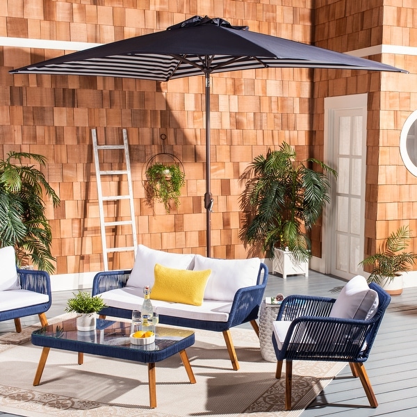 SAFAVIEH Outdoor Living Athens 6.5 x 10 Ft Rectangle Crank Umbrella Bed Bath Beyond 29861582