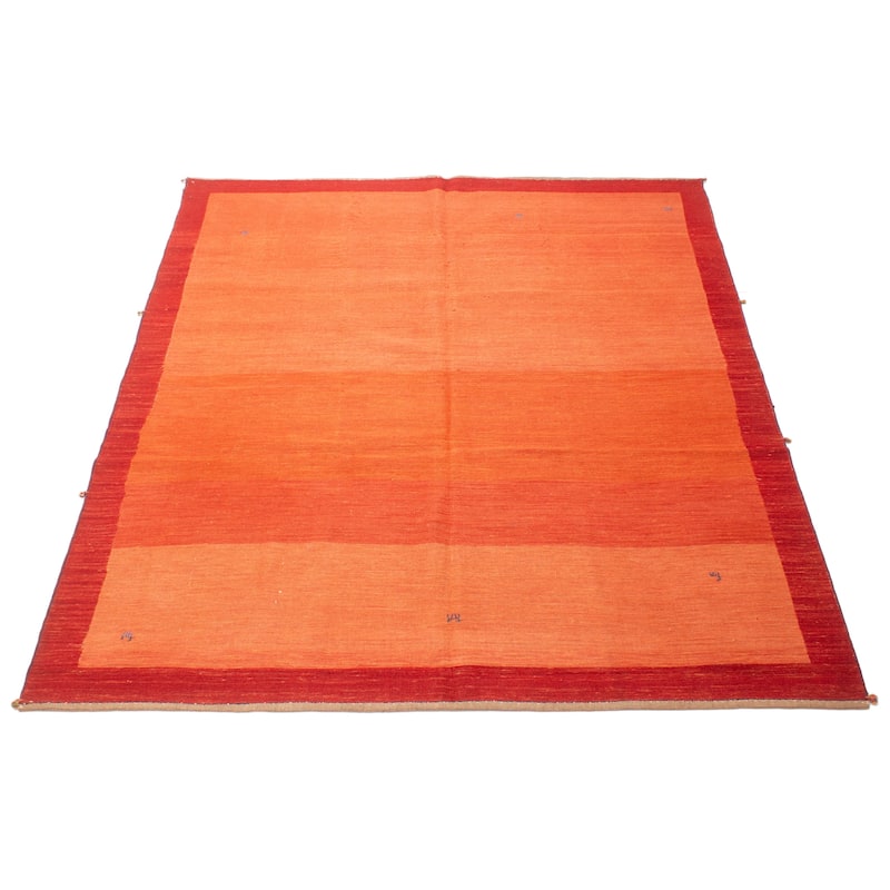 ECARPETGALLERY Flat-Weave Kashkuli Red Wool Tapestry Kilim - 6'4 x 8'1