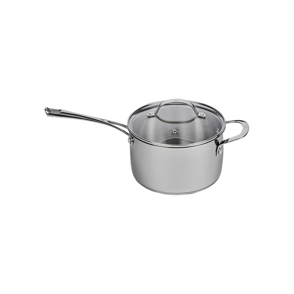 AB Crew 2.5 Quart Saucepan with Steamer Basket and Oil Drain Rack Nonstick  18/10 Stainless Steel Pot with Glass Lid 2.5 Qt Sauce Pan Small Cooking Pot