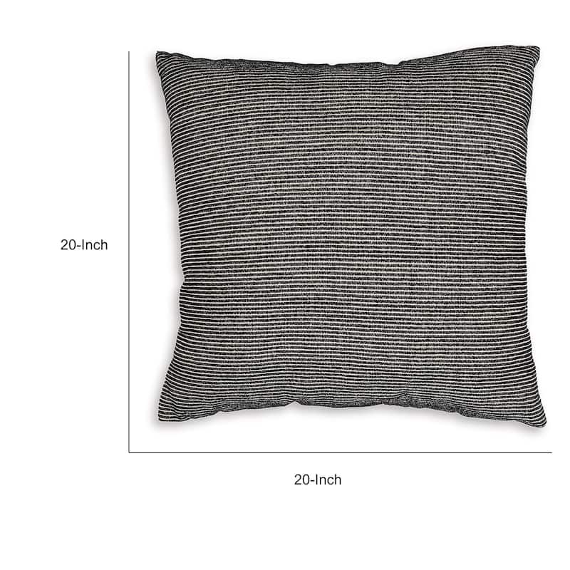 Throw Pillow Set of 4, 20 Inch, Cotton, Black White Stripes, Straight Edge