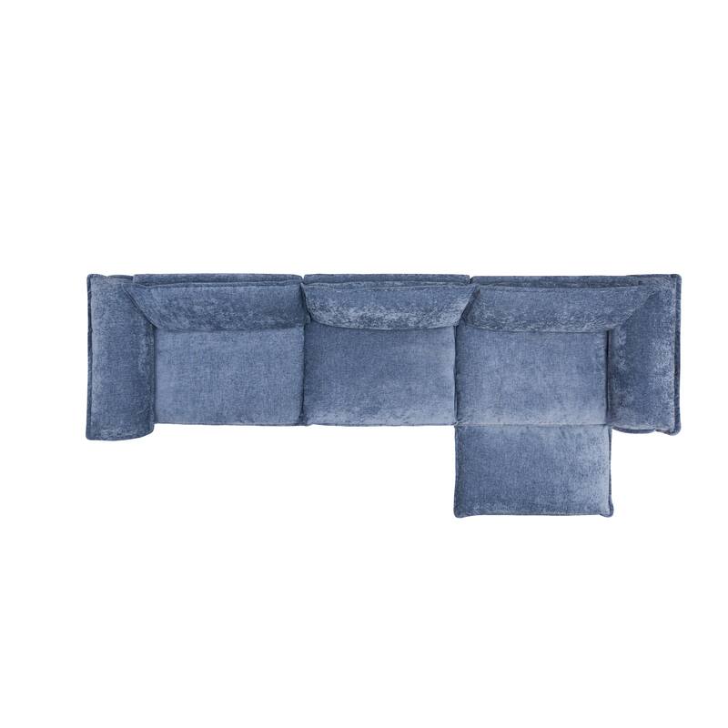 120.1" Chenille L-Shaped Sectional Sofa with Ottoman
