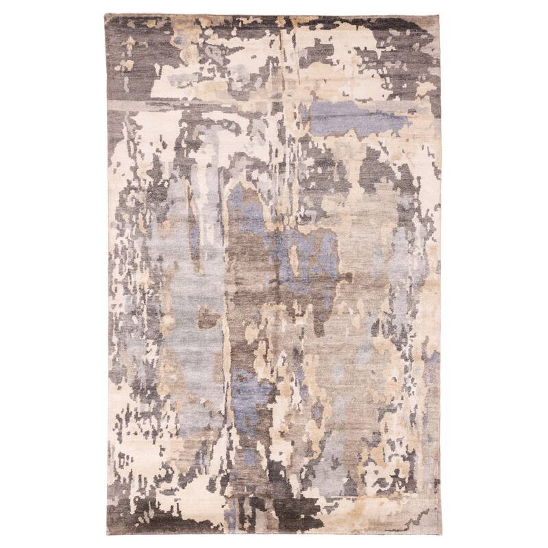ECARPETGALLERY Hand-knotted Legacy Dark Grey Silk Rug - 6'7 x 10'3