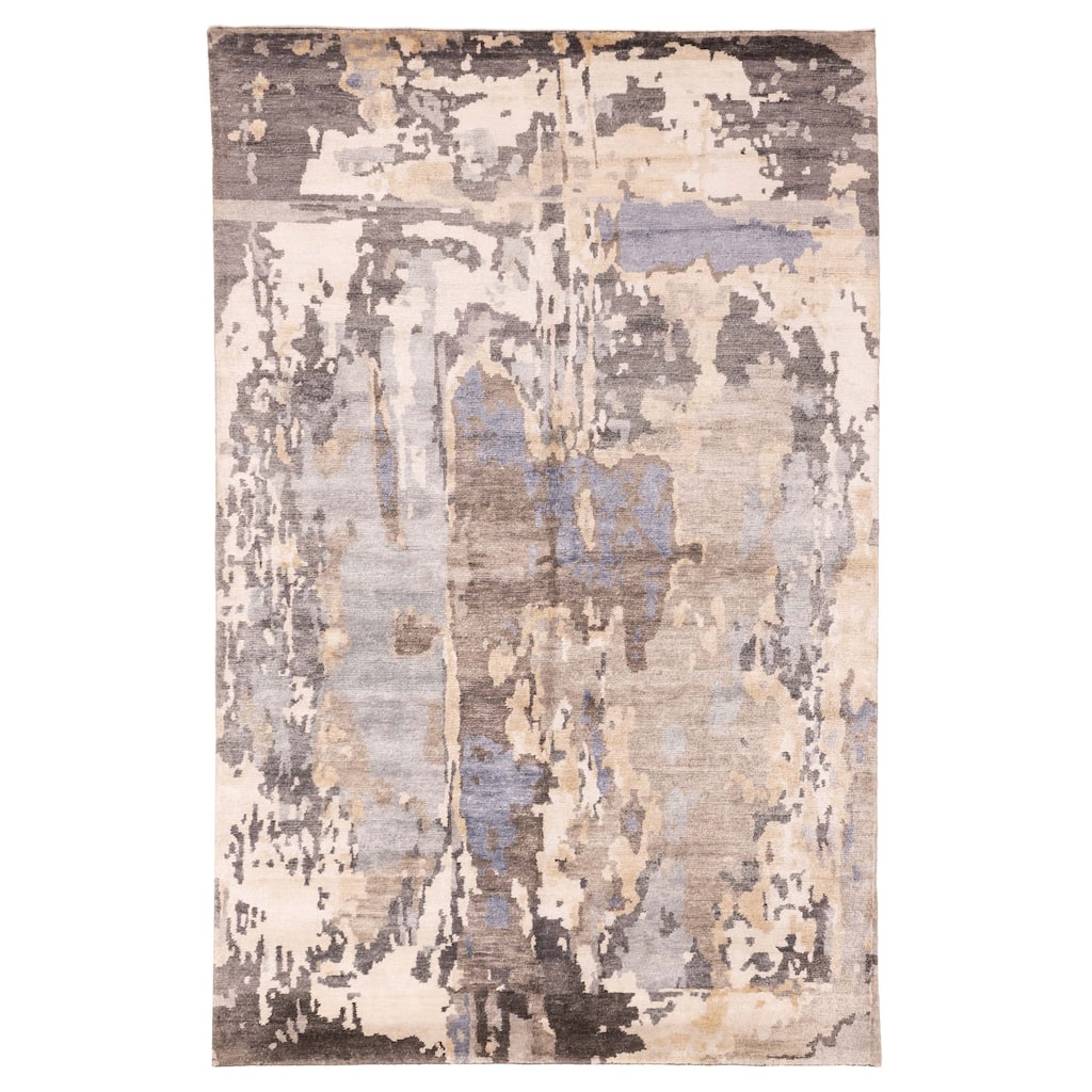 ECARPETGALLERY Hand-knotted Legacy Dark Grey Silk Rug - 6'7 x 10'3