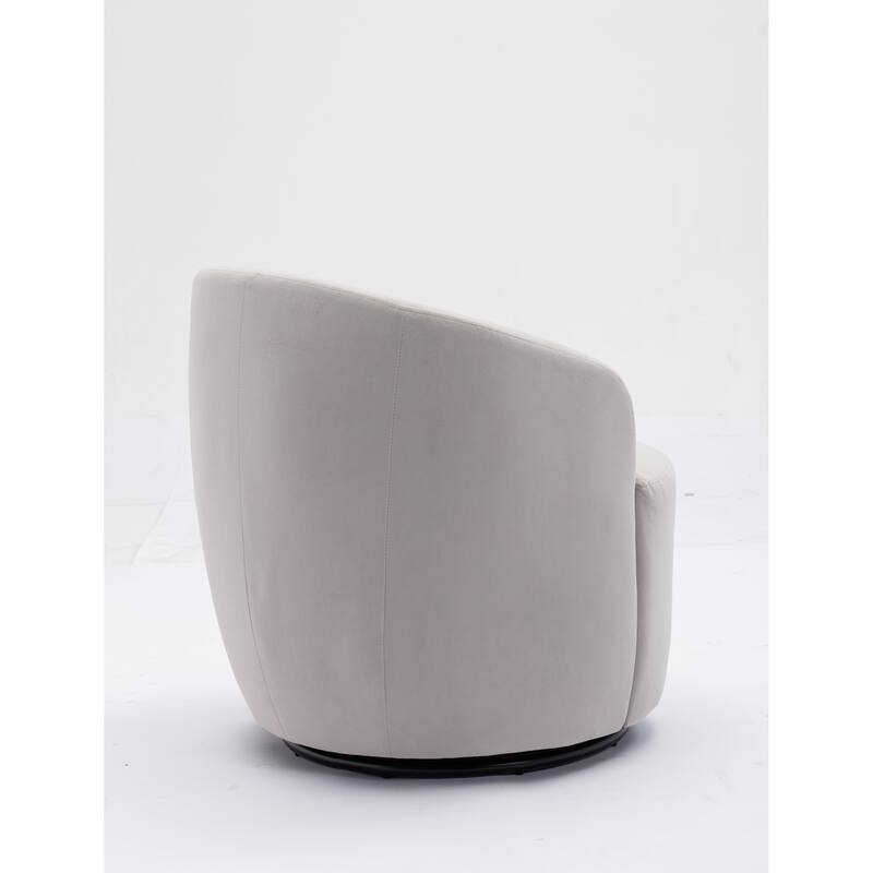 Velvet Swivel Barrel Chair with 360° Black Metal Base