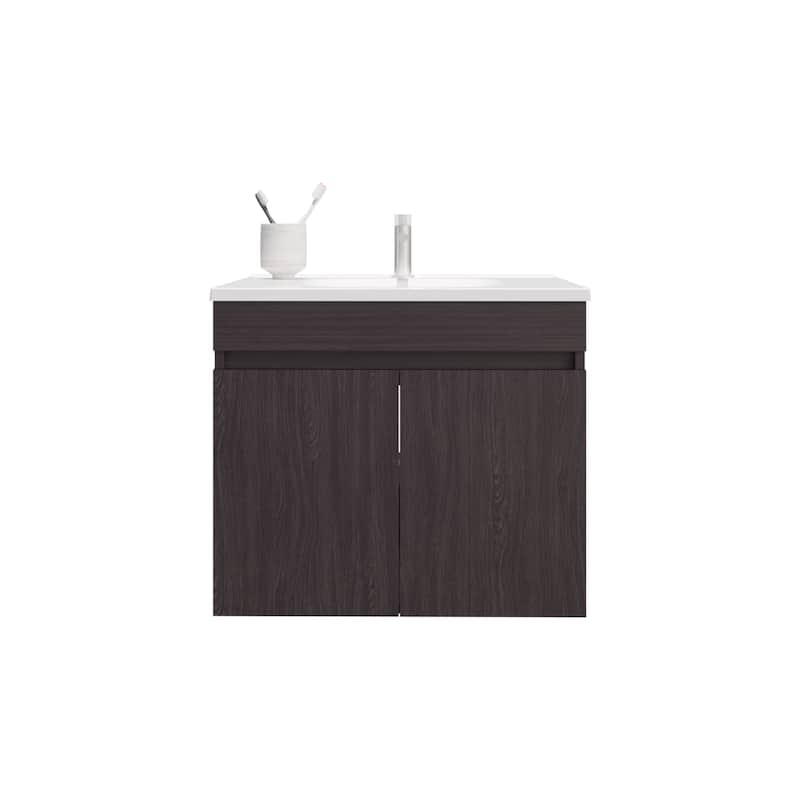 Bathroom Vanity with modern and sleek aesthetic., 2 Doors, 2 Shelves with engineered wood construction