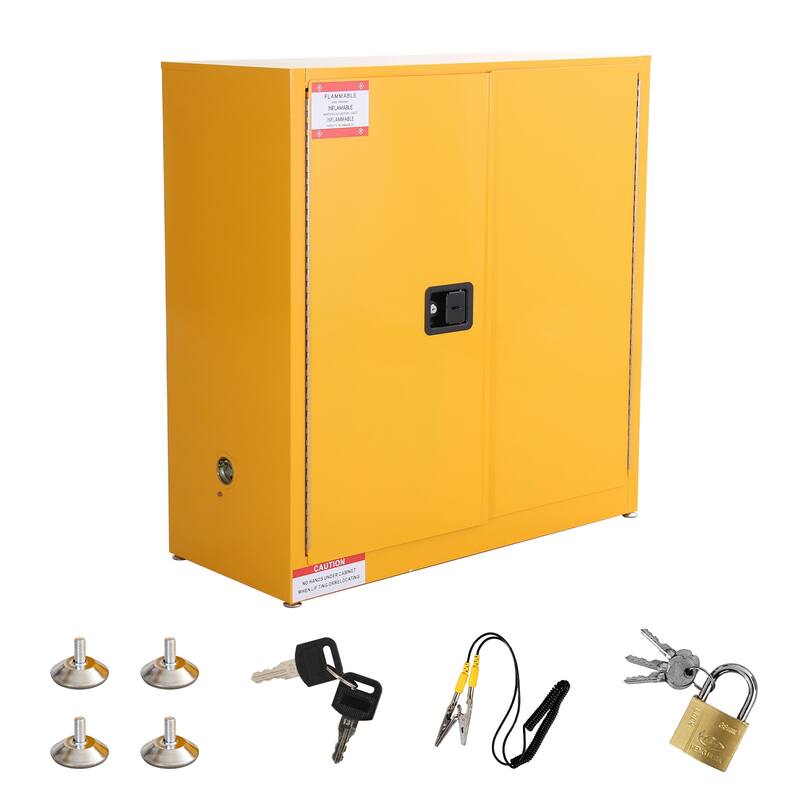 Steel Flammable Safe Storage Cabinet with 2 Shelf - 44''H
