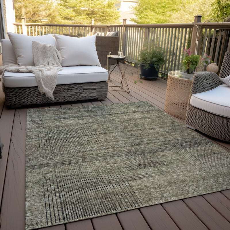 Machine Washable Indoor/ Outdoor Chantille Contemporary Imprints Rug - Brown - 3' x 5'