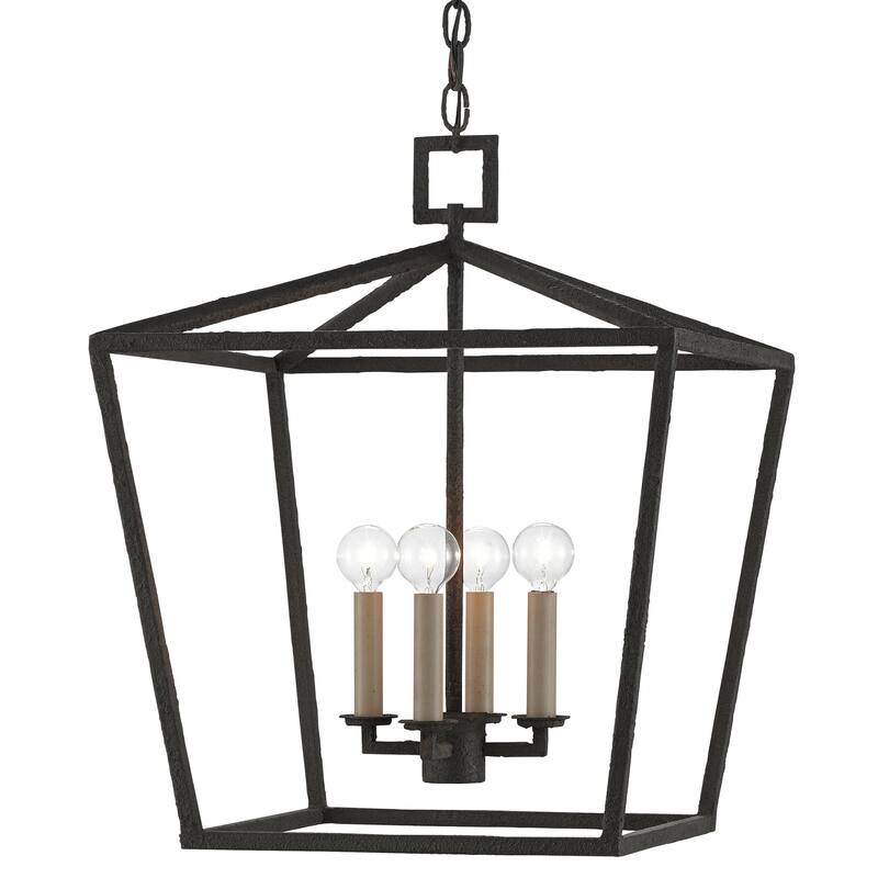 Currey & Company Denison Medium Black Lantern - 22"h x 18"w x 18"d - 22"h x 18"w x 18"d - Molé Black