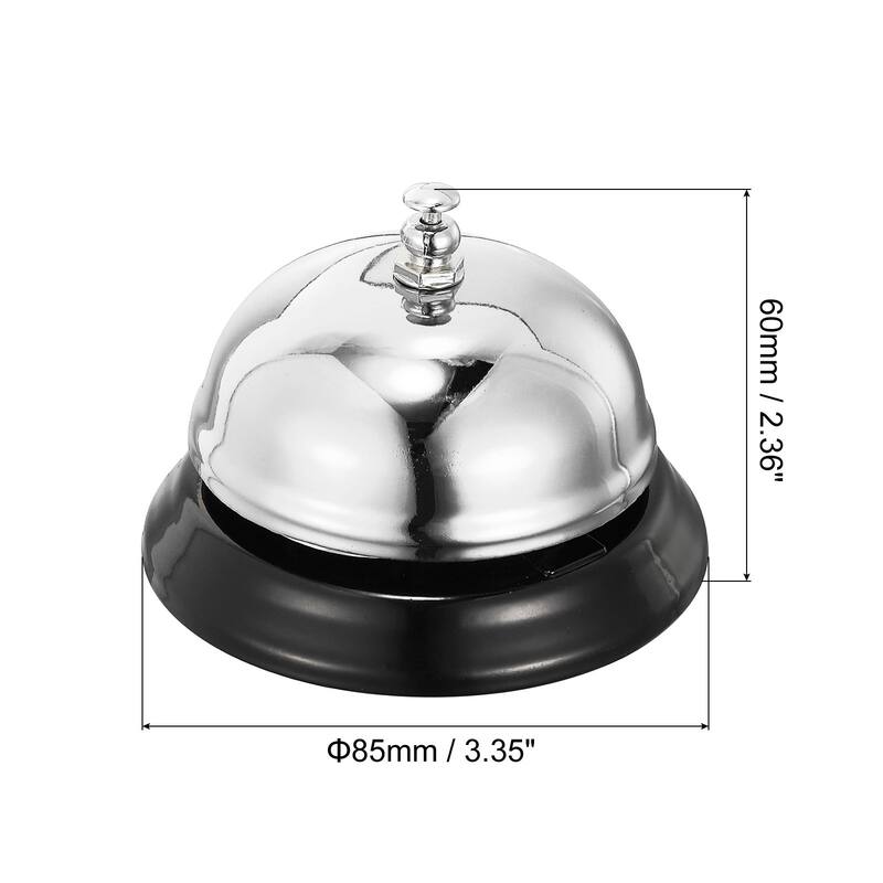 Desk Bell, 85mm(3.35") Dinner Bell for Restaurants, Service, Silver Tone - Silver Tone