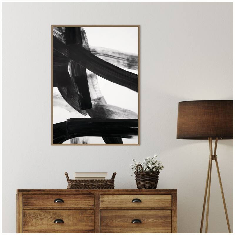 Kate and Laurel Black Mark No. 1 by Amy Lighthall Framed Canvas Wall Art Print