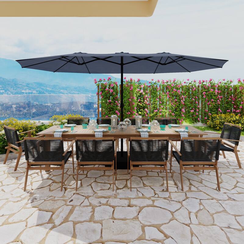 15 - foot Dual - sided Teal Outdoor Umbrella: Durable Polyester Canopy, Sturdy Steel Frame(no base)
