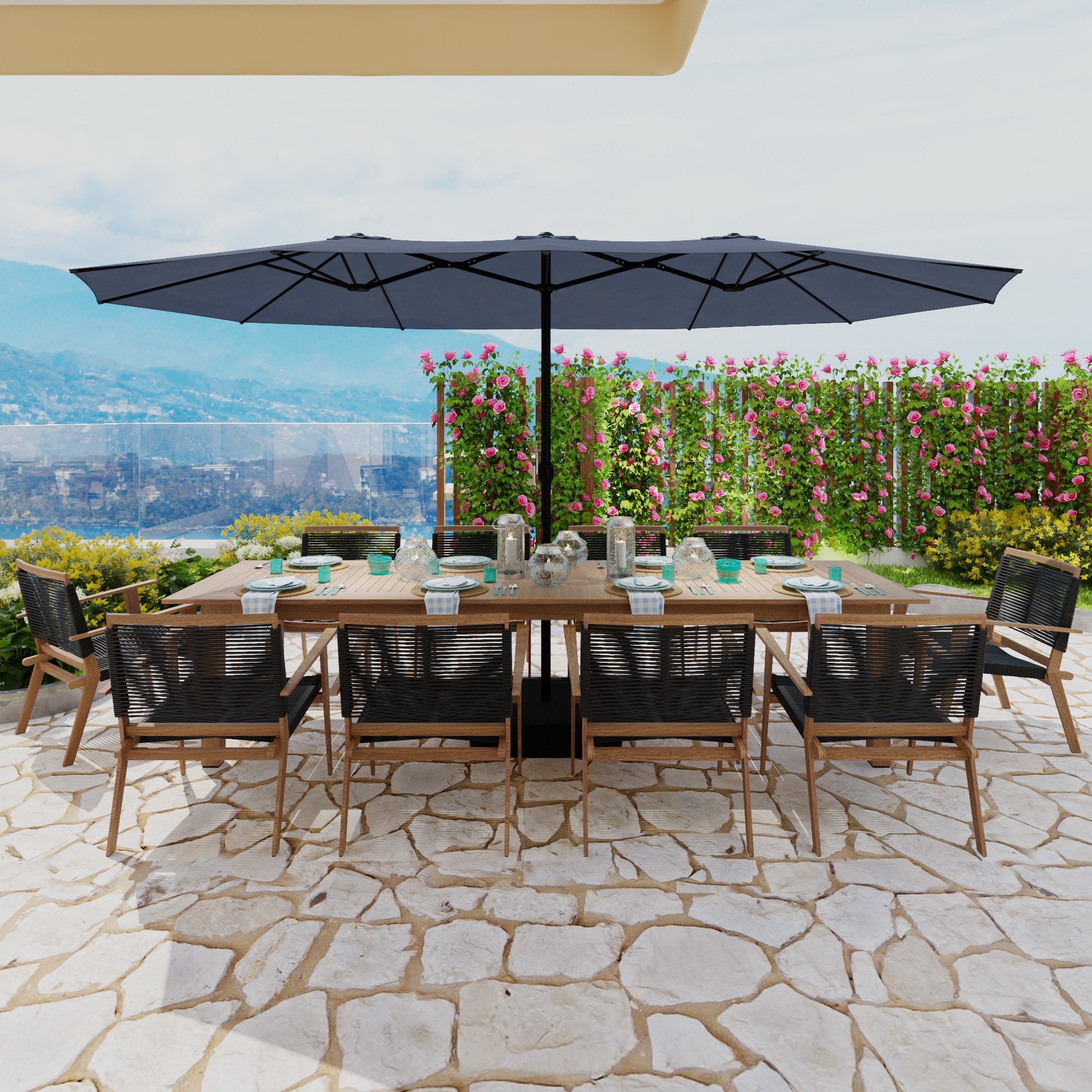 15 twin patio umbrella canopy BenefitUSA 12 Ribs Cover Replacement for 15'x9' Double-Sided Umbrella, Frame NOT Included (Beige) : Patio, Lawn & Garden RESISTANT CANOPY Made with 180g polyester fabric featuring UV protection Costway - 15FT Twin Patio