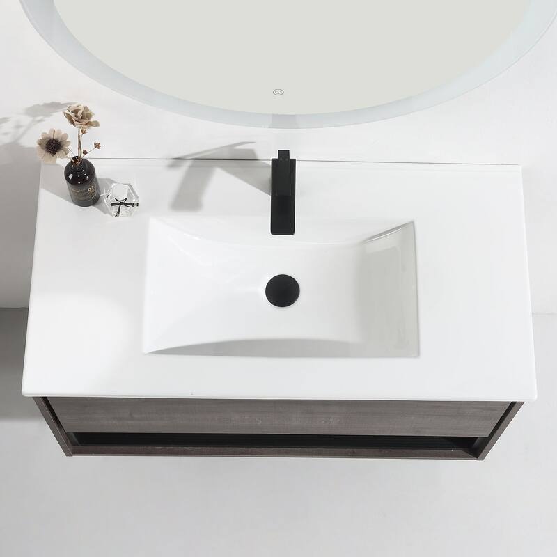 24"/30"/32"/36" Floating Bathroom Vanity Set with Ceramic Sink