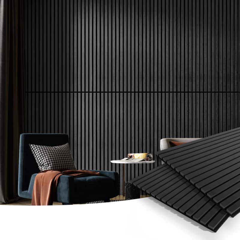 Art3d 23.6in x 47.2in Acoustic Wall Cladding Siding Board,Slat Wall Panels,4pcs - Black