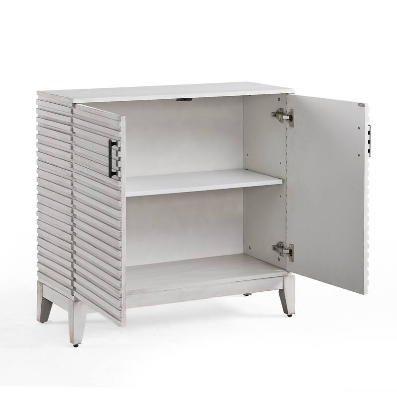 Morden Fort Wood Sideboard Storage Buffet Cabinet with 3D Stripes Doors