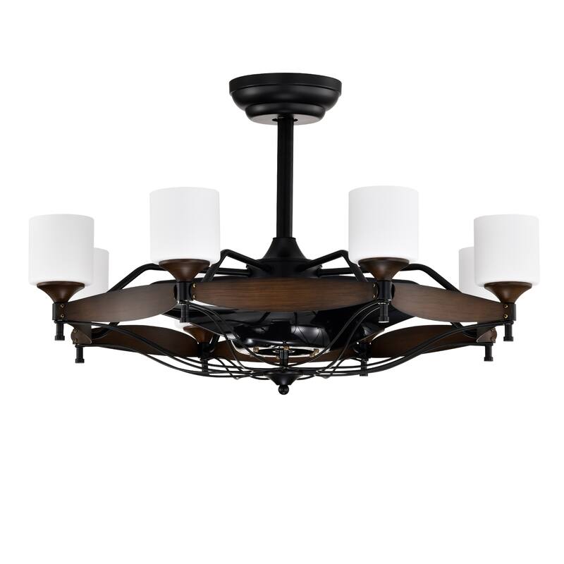 Classic Ceiling Fan Light with Lighting and 6 Speed Settings, Reversible DC Motor for Bedroom and Living Room