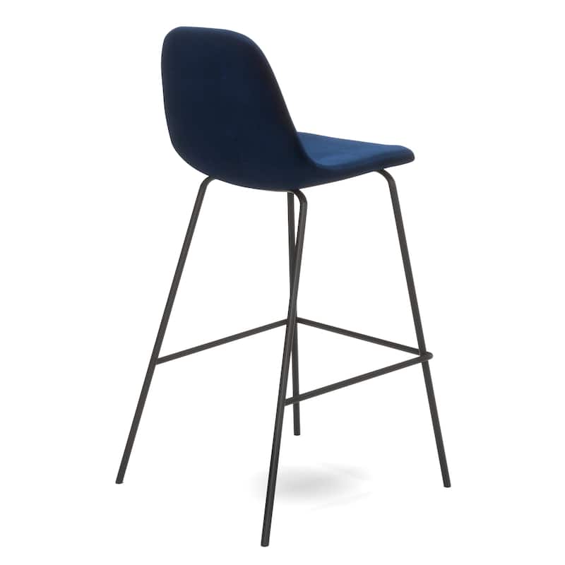Maxine Velvet Counter Height Stools Black Legs (Set of 2)