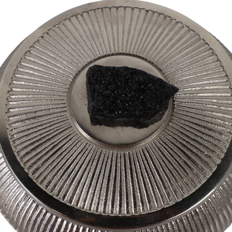 Aluminum Agate Decorative Object Stylish Lidded Textured Sculpture