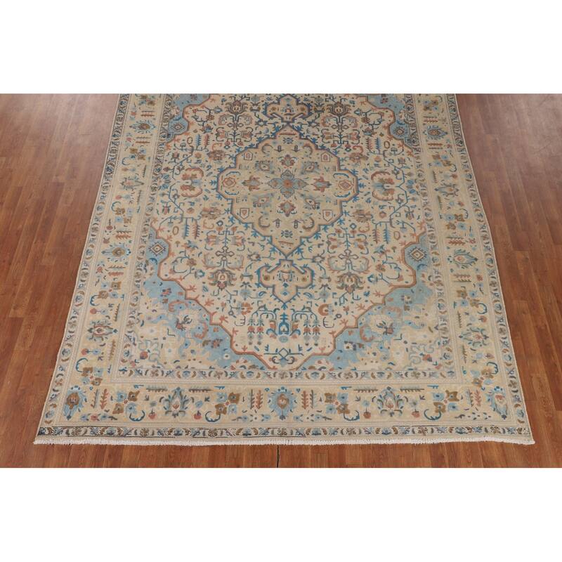 Tabriz Persian Vintage Area Rug Hand-Knotted Oriental Wool Carpet - 8'1" x 11'3"