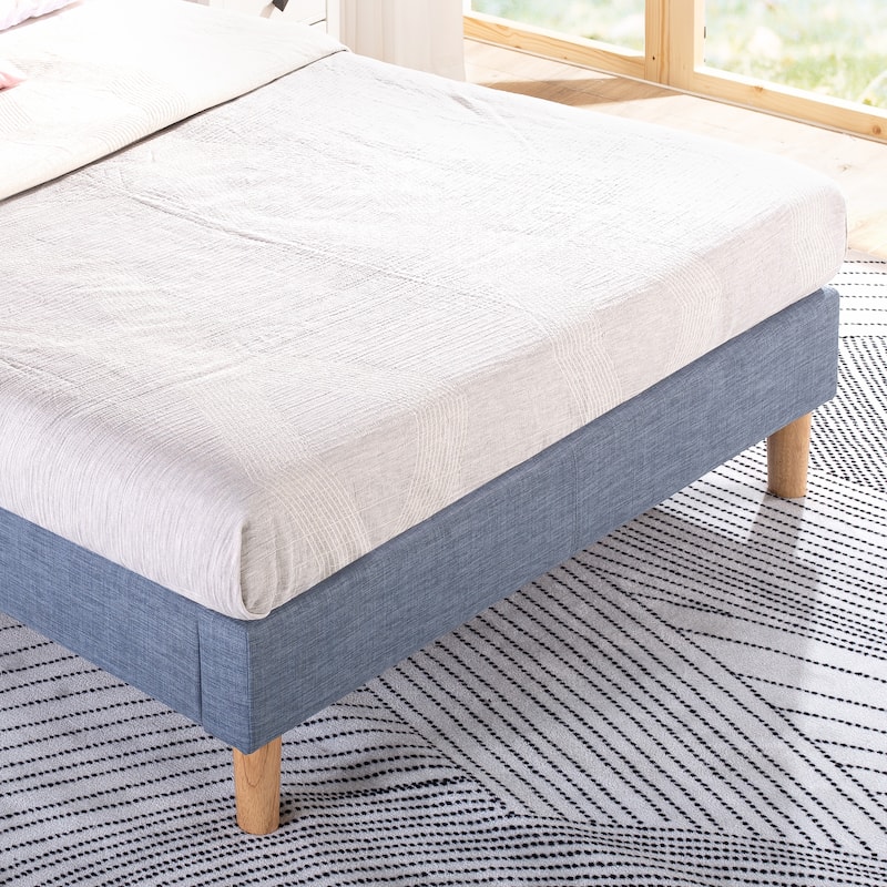 Priage by ZINUS Blue Slate Upholstered Square Platform Bed Frame