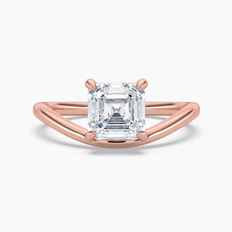 Auriya 14K Gold Lab Grown Diamond Asscher Cut Curved Solitaire Engagement Ring 1.00 - 5.00ct. tw. (F-G, VS) - 1.50 carats - 8.5 - Rose