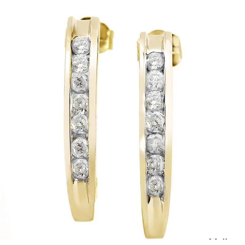 Auriya 14k Gold 1/2ctw Diamond Hoop Earrings (I-J, I1-I2) - Yellow