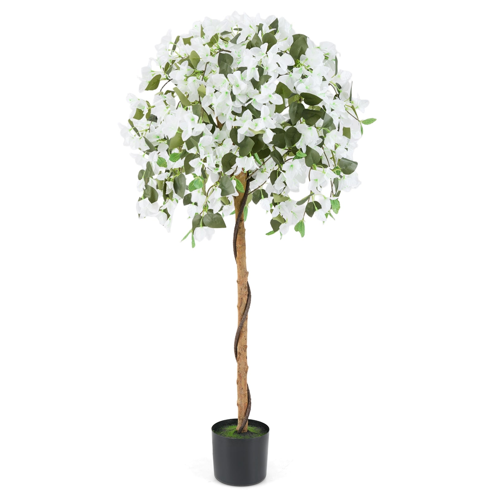 Gymax 53'' Artificial Azalea Tree Faux Floral Plant w/ Red Azalea