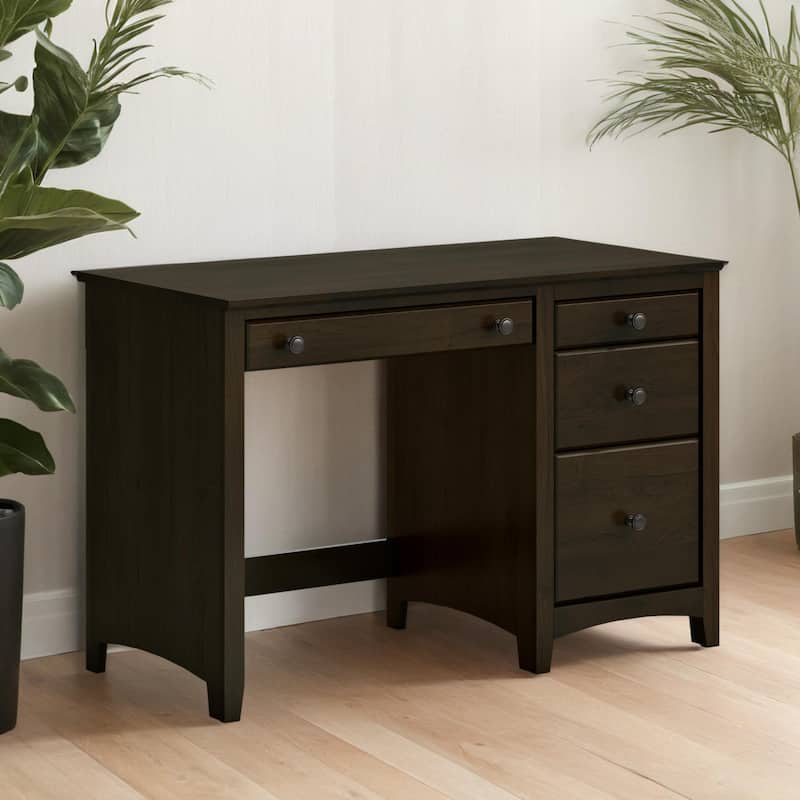 Arch+Haven Solid Wood 4 Drawer Desk - Coffee