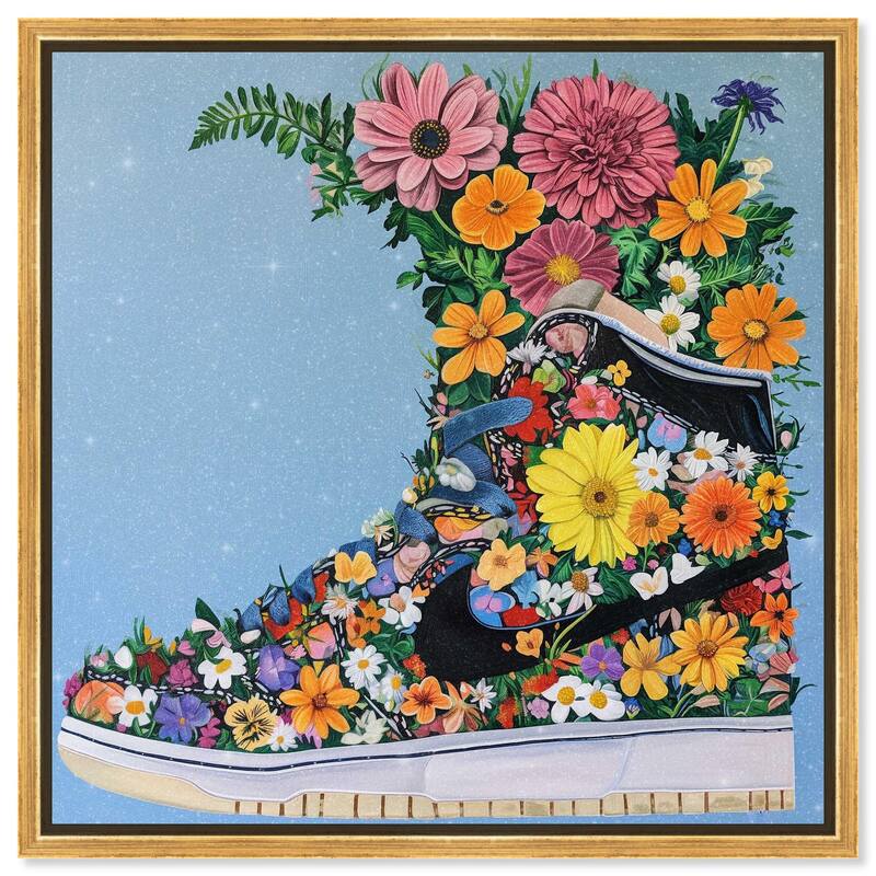 Blooming Floral Sneaker Canvas by Art Remedy - Gold - 40" x 40"