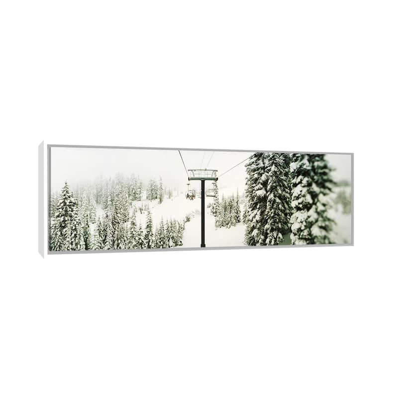 iCanvas "Chair lift and snowy evergreen trees at Stevens PassWashington State, USA" by Panoramic Images Framed Canvas Print - 24x72 - White