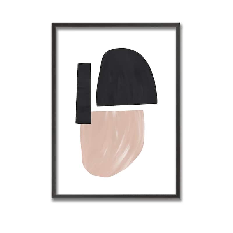 "Black and Nude Abstract Shapes" Framed Print Wall Art by Uplusmestudio