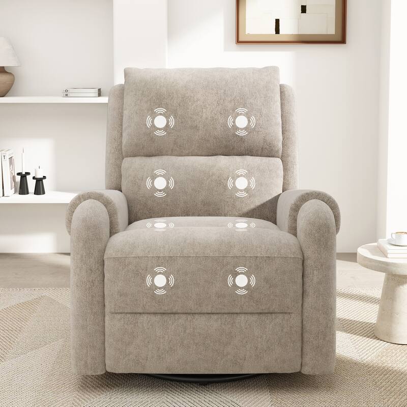 Roomfitters Manual Massage Recliner Chair with Swivel Rocker Base, Chenille Nursery Glider