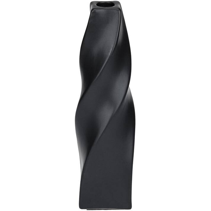 Black Tall Curvy Taper Candlesticks Set of Two Ceramic Decor